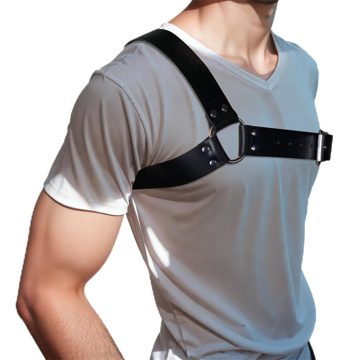 Leather Work Harness - Gothic Men Leather Suspenders Belt Men's