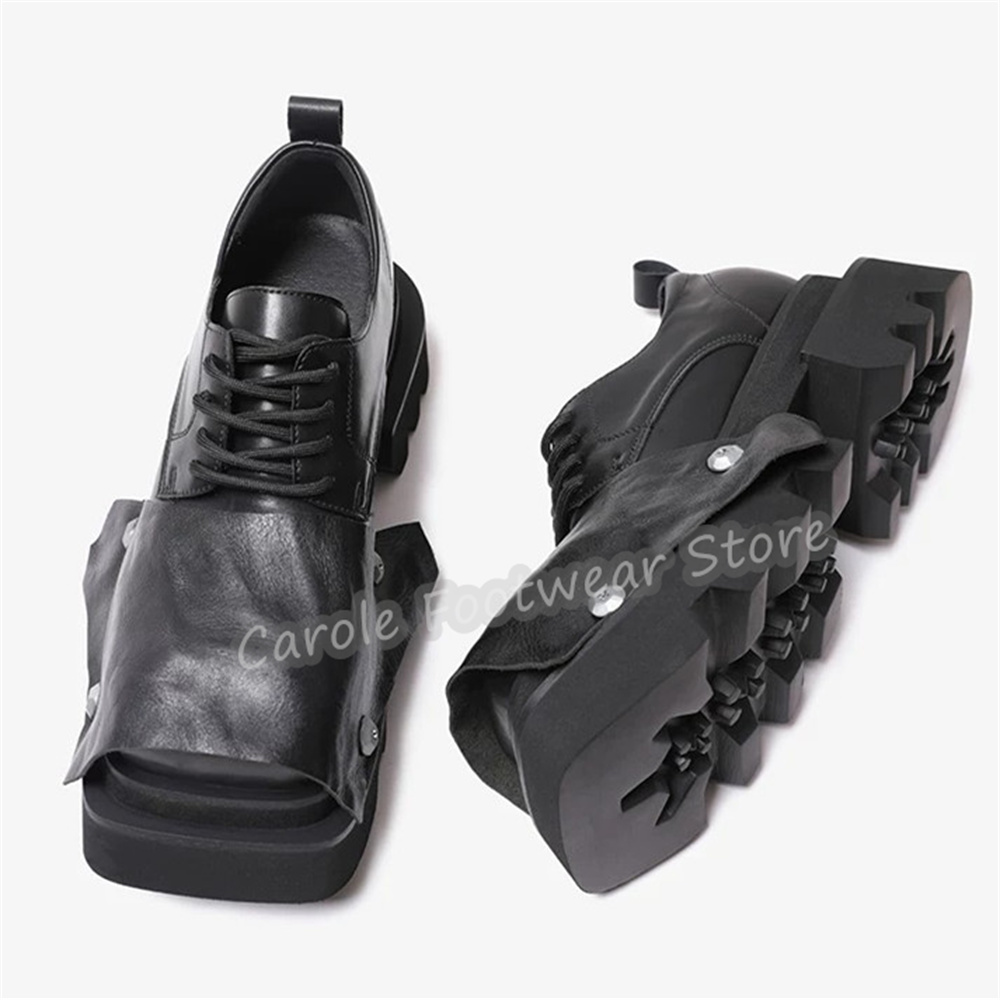 Fashion Square Toe Chunky Bott - Leatherwork Rivets ulasan dan harga