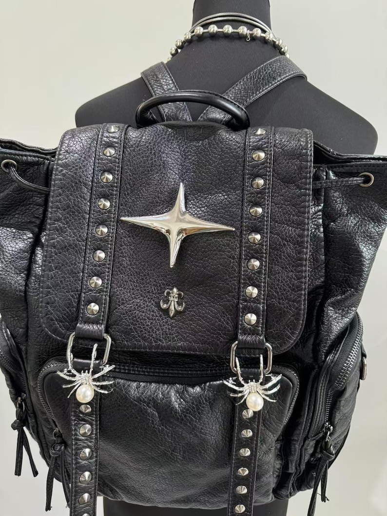 Gothic Punk PU Leather Shoulde - Leatherwork Rivets ulasan dan harga