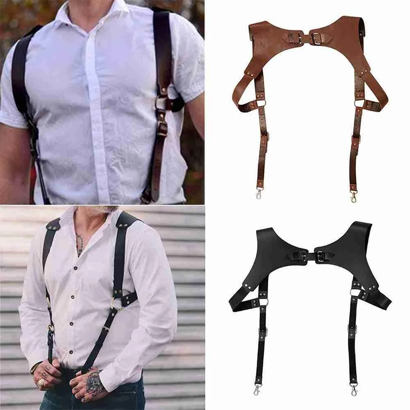 Men's Suspenders Belts New Fas - Leather Work Harness ulasan dan harga