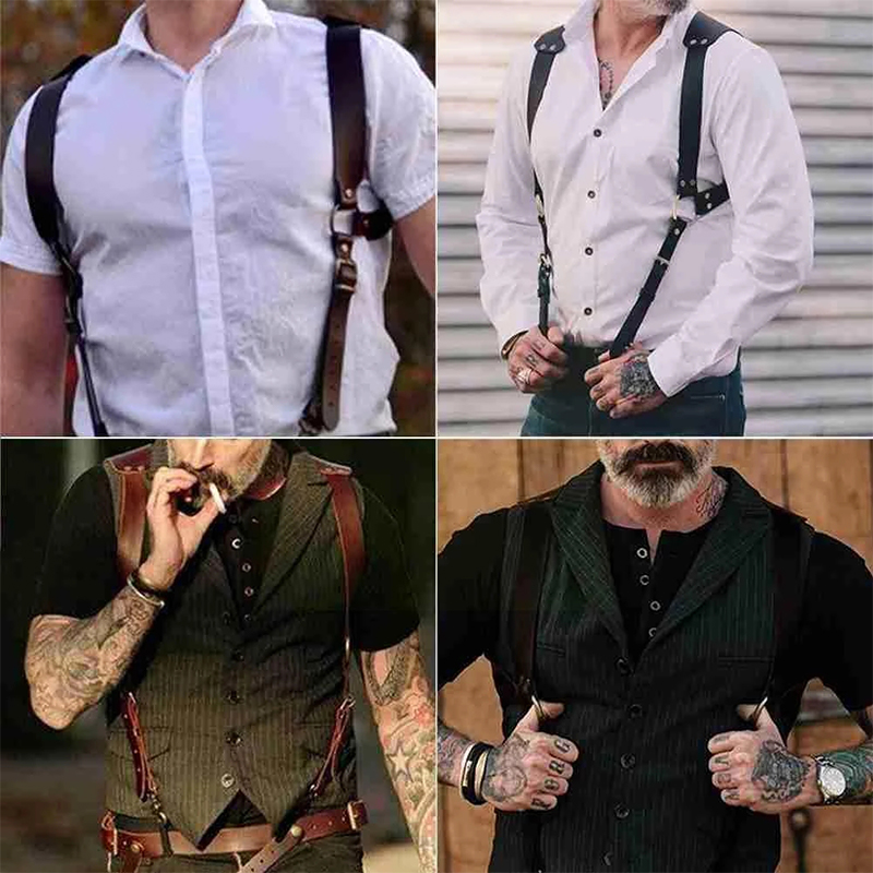 Men's Suspenders Belts New Fas - Leather Work Harness ulasan dan harga