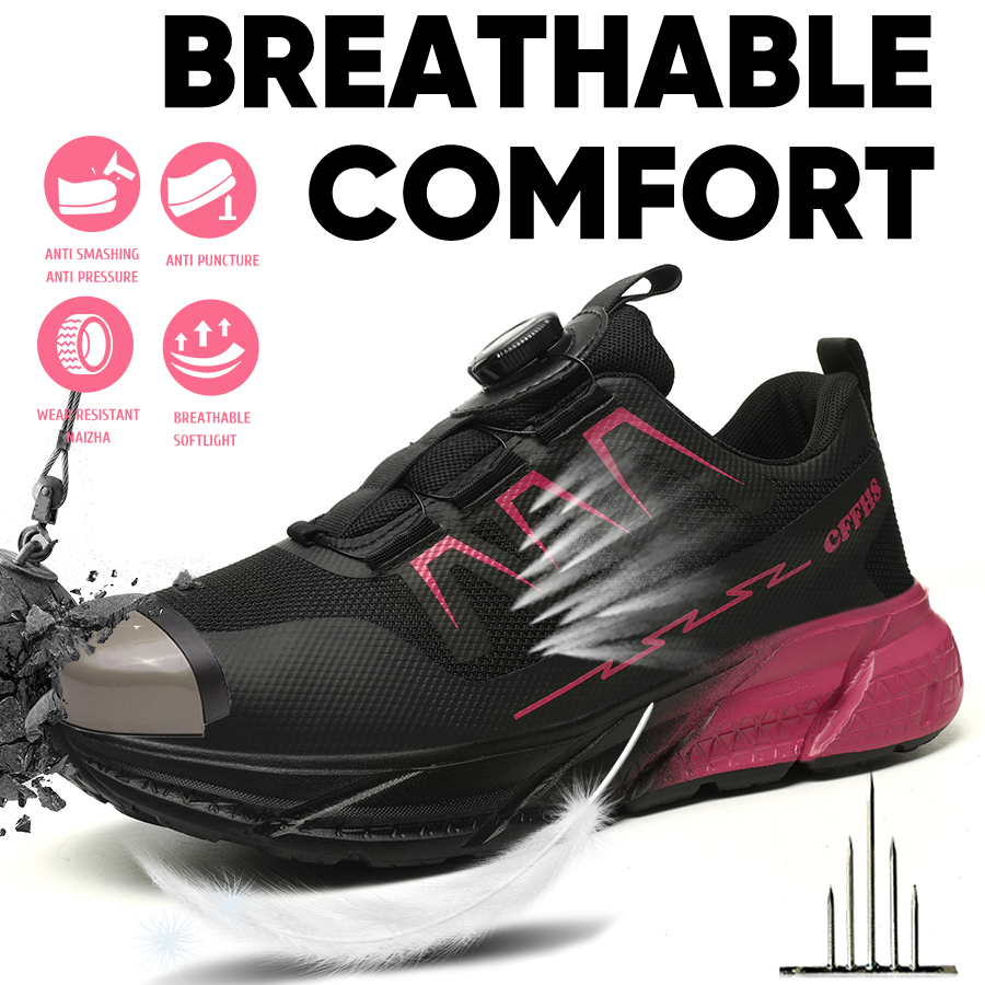 Lightweight Women's Work Shoes - Leather Work Fabric ulasan dan harga