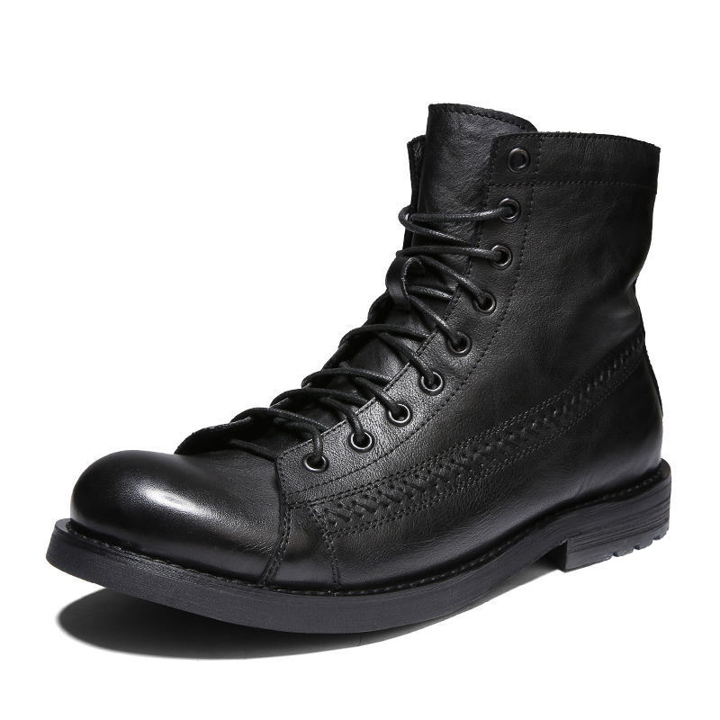 Mens Ankle Boots Classic Handm - Leather Work Fabric ulasan dan harga