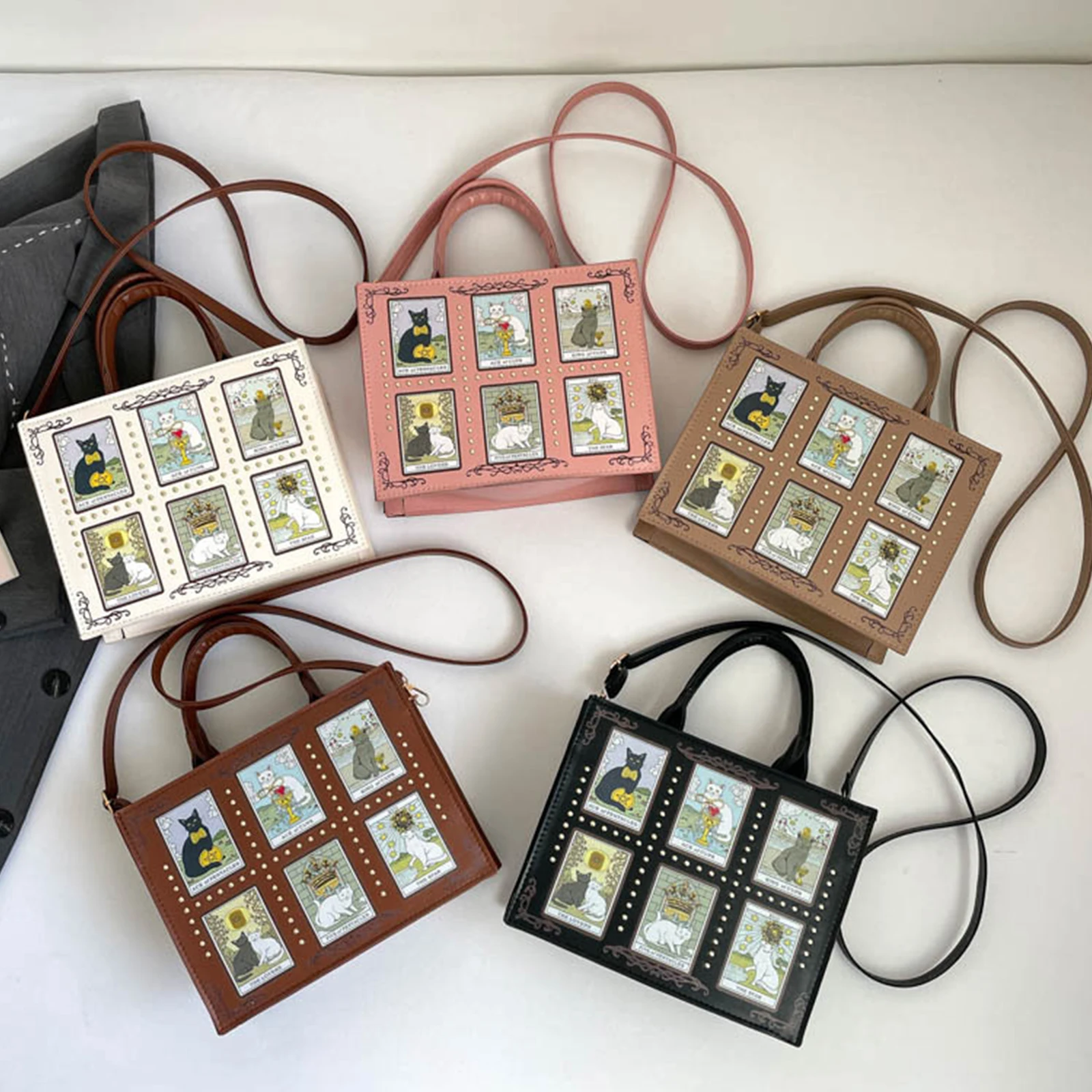 Cat Rivet Print Tote Bag For W - Leatherwork Rivets ulasan dan harga